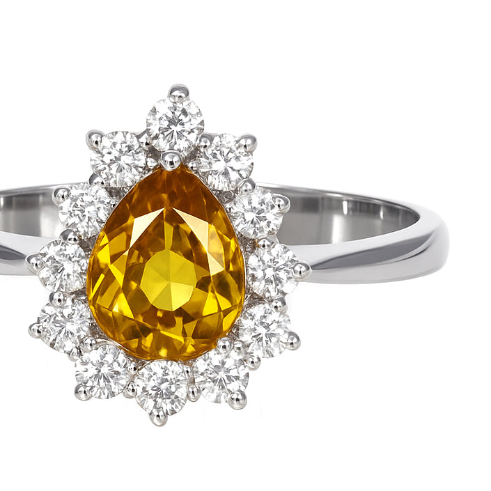 Anello - 18 carati Oro bianco - 1.99ct. tw. Zaffiro - Diamante