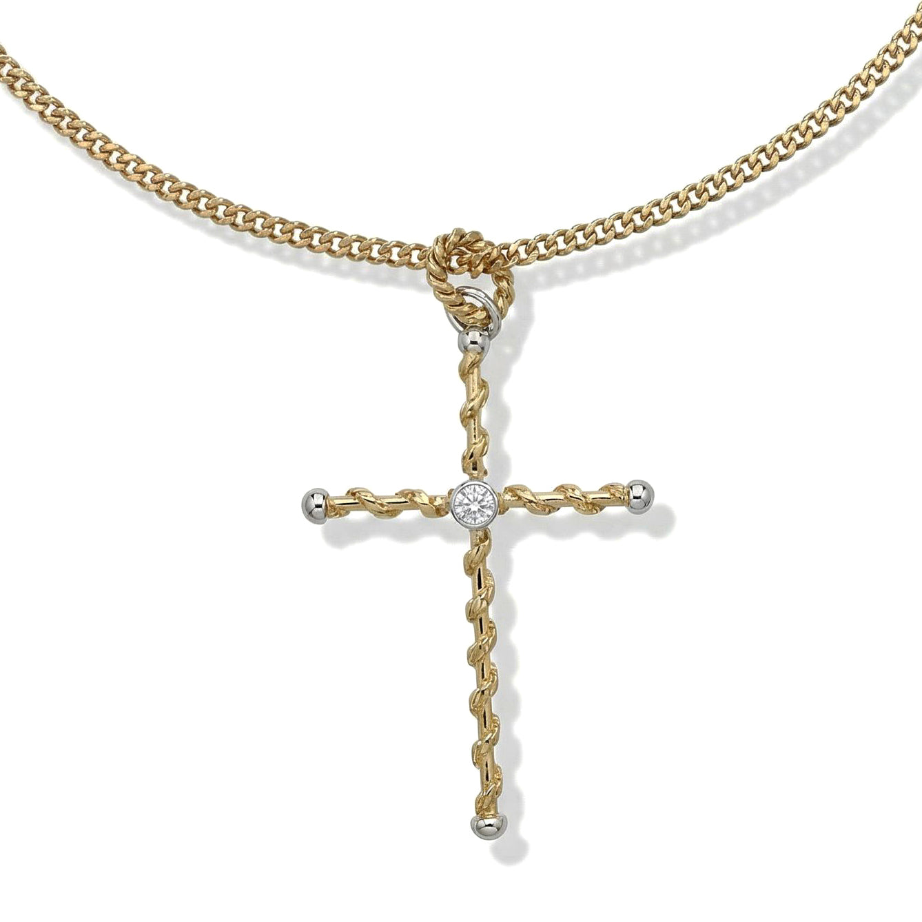 Collana con ciondolo - 18 carati Oro bianco, Oro giallo - 0.08ct. tw. Diamante (Naturale)