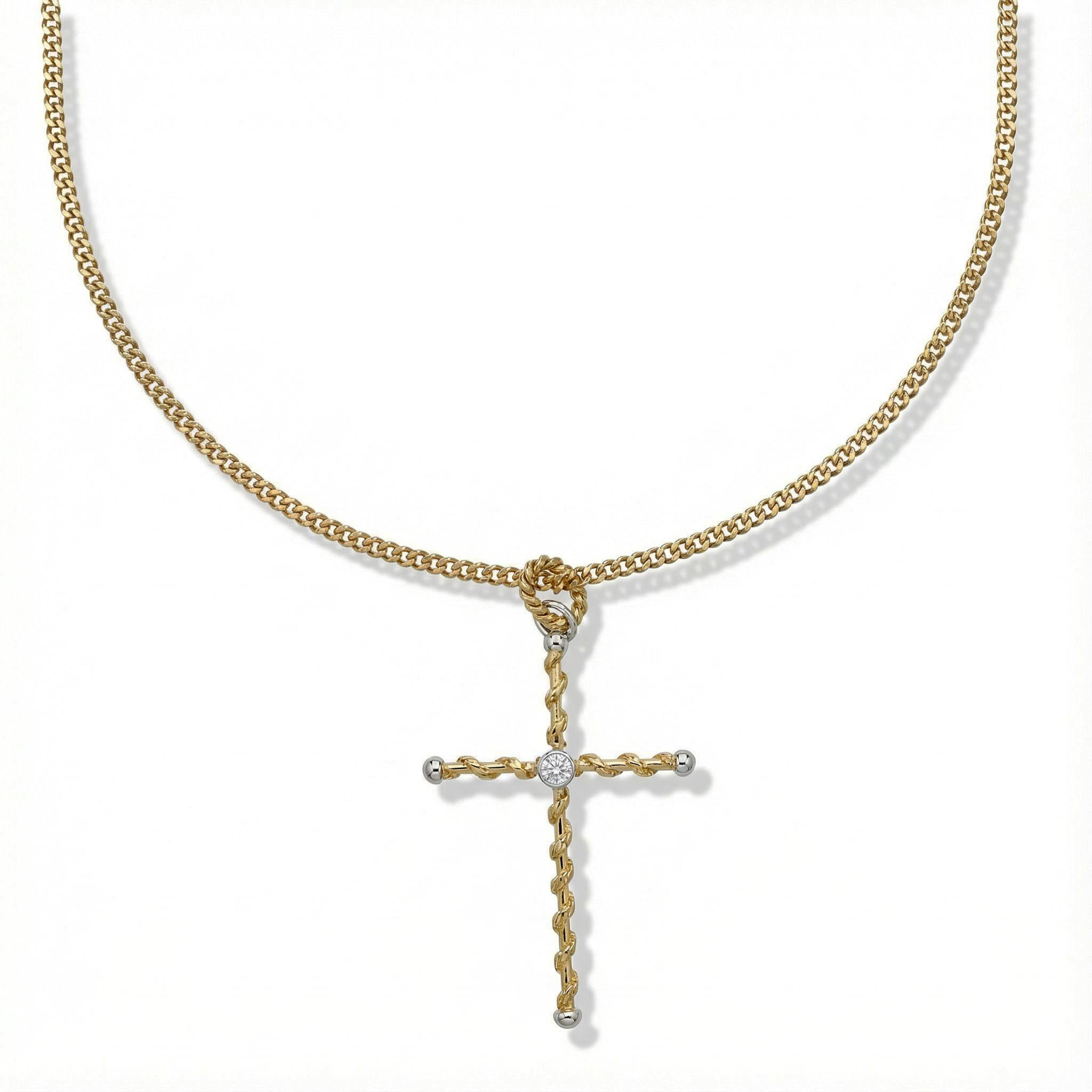 Collana con ciondolo - 18 carati Oro bianco, Oro giallo - 0.08ct. tw. Diamante (Naturale)