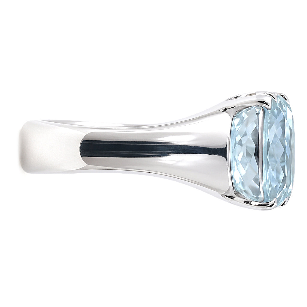 Anello - 18 carati Oro bianco - 5.00ct. tw. Acquamarina