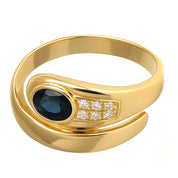 Anello - 18 carati Oro bianco, Oro giallo - 0.56ct. tw. Zaffiro - Diamante