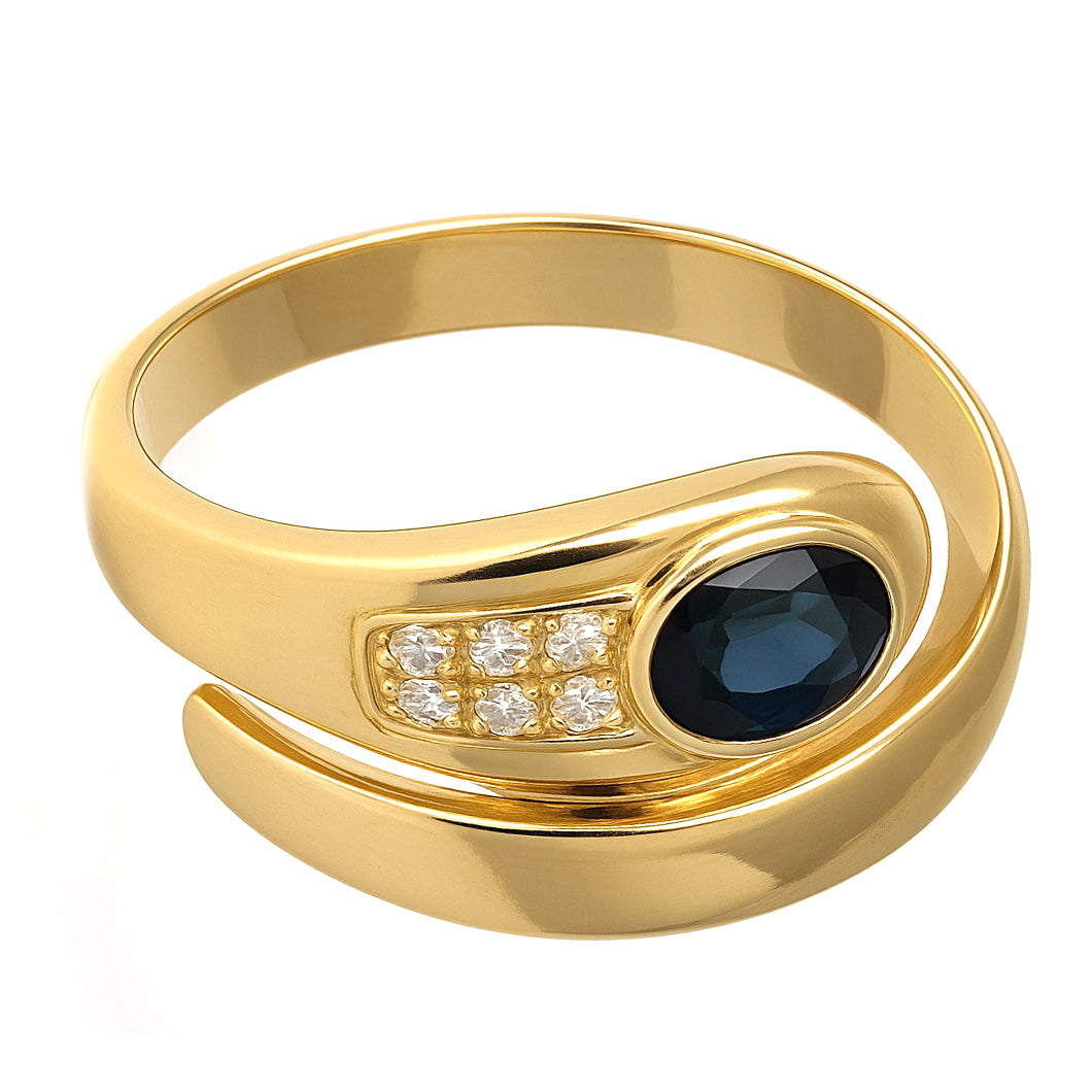 Anello - 18 carati Oro bianco, Oro giallo - 0.56ct. tw. Zaffiro - Diamante