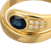 Anello - 18 carati Oro bianco, Oro giallo - 0.56ct. tw. Zaffiro - Diamante