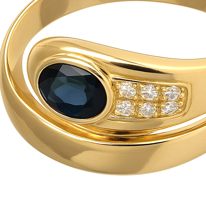 Anello - 18 carati Oro bianco, Oro giallo - 0.56ct. tw. Zaffiro - Diamante