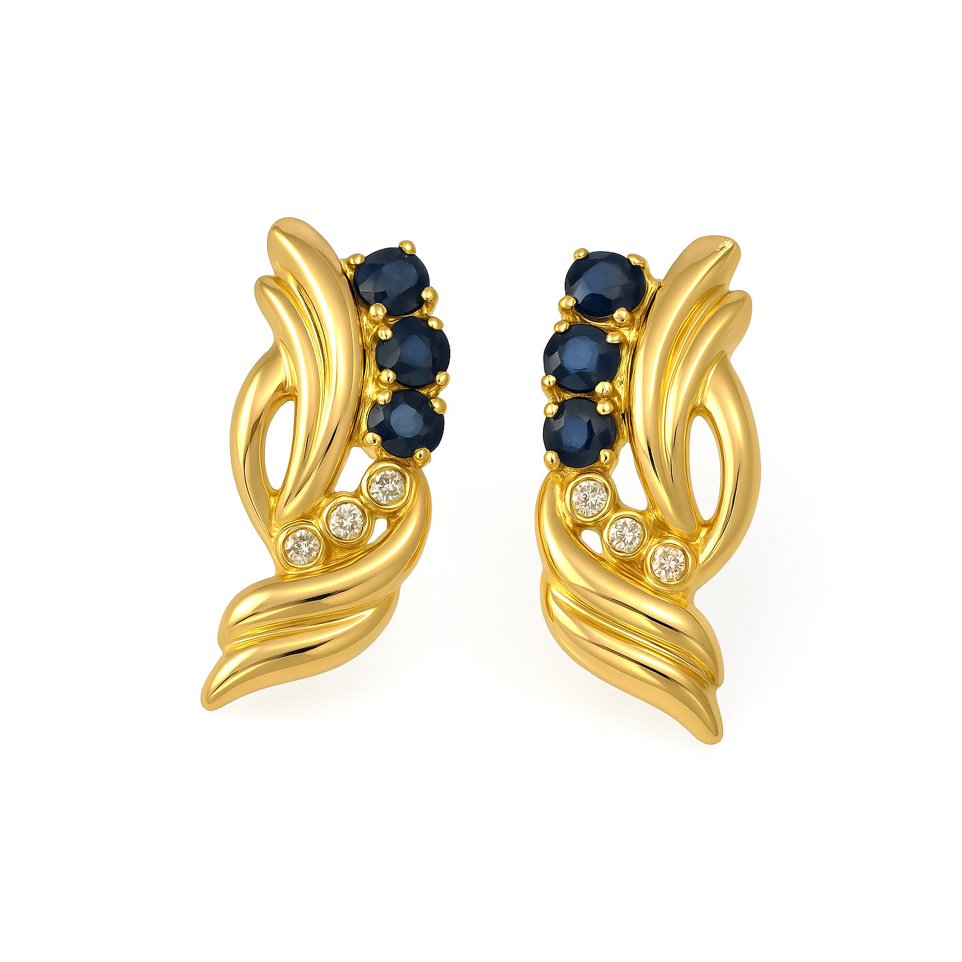 Orecchini - 18 carati Oro giallo - 0.66ct. tw. Zaffiro - Diamante