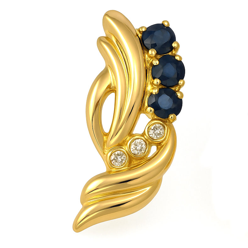 Orecchini - 18 carati Oro giallo - 0.66ct. tw. Zaffiro - Diamante