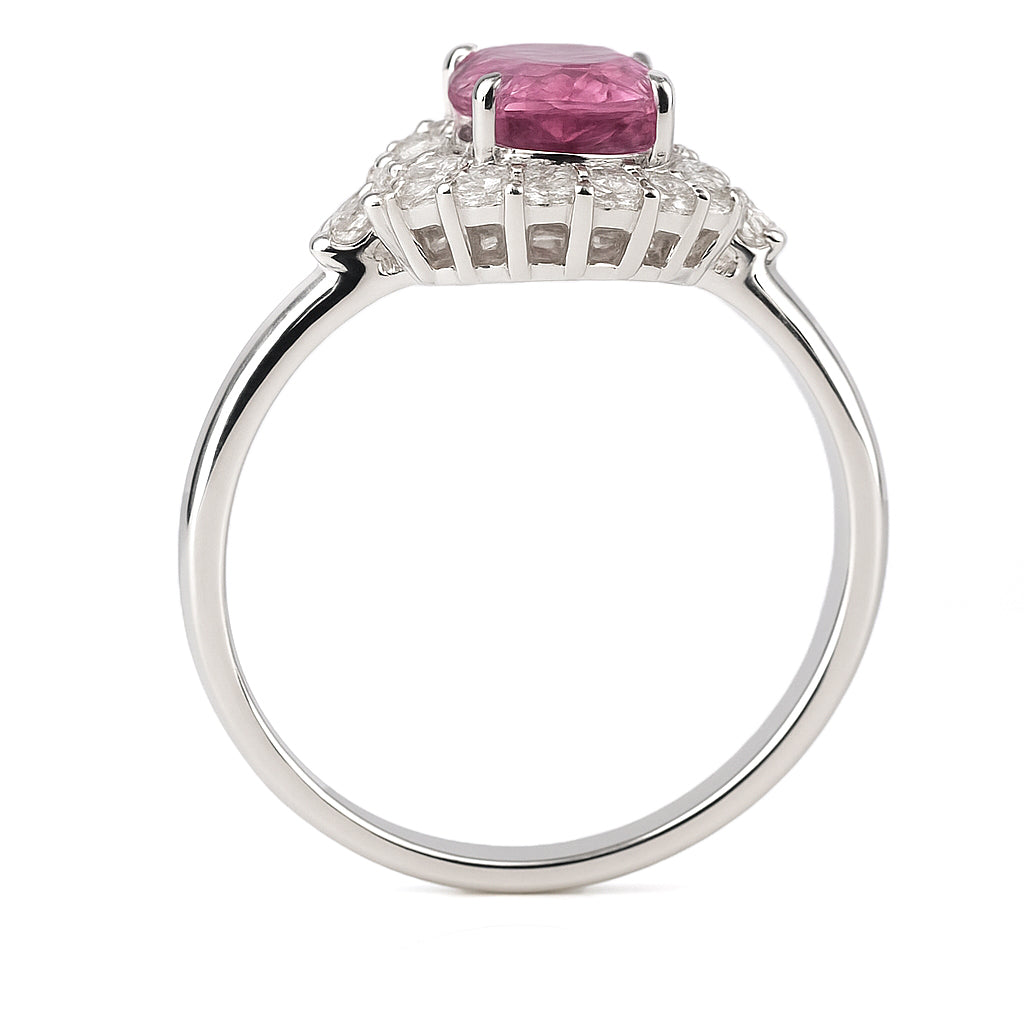 Anello - 18 carati Oro bianco - 1.72ct. tw. Diamante (Naturale) - Tormalina