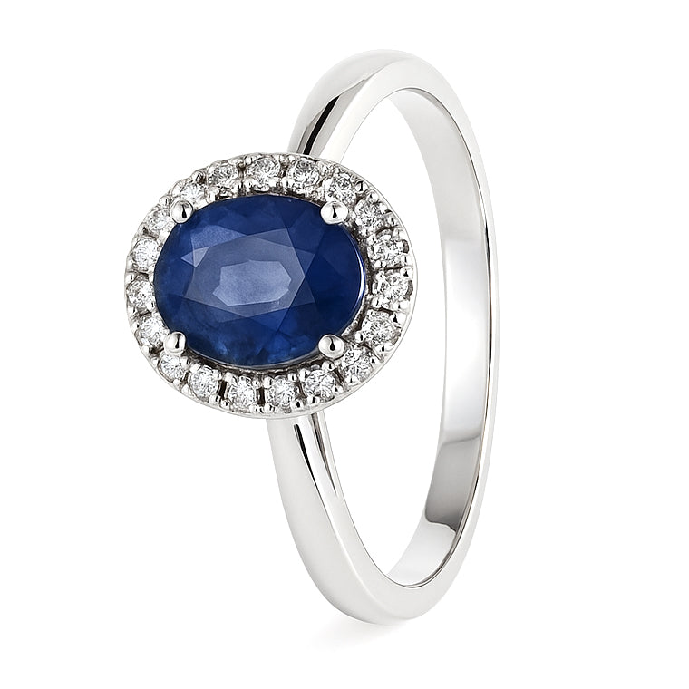 Anello - 18 carati Oro bianco - 1.30ct. tw. Zaffiro - Diamante