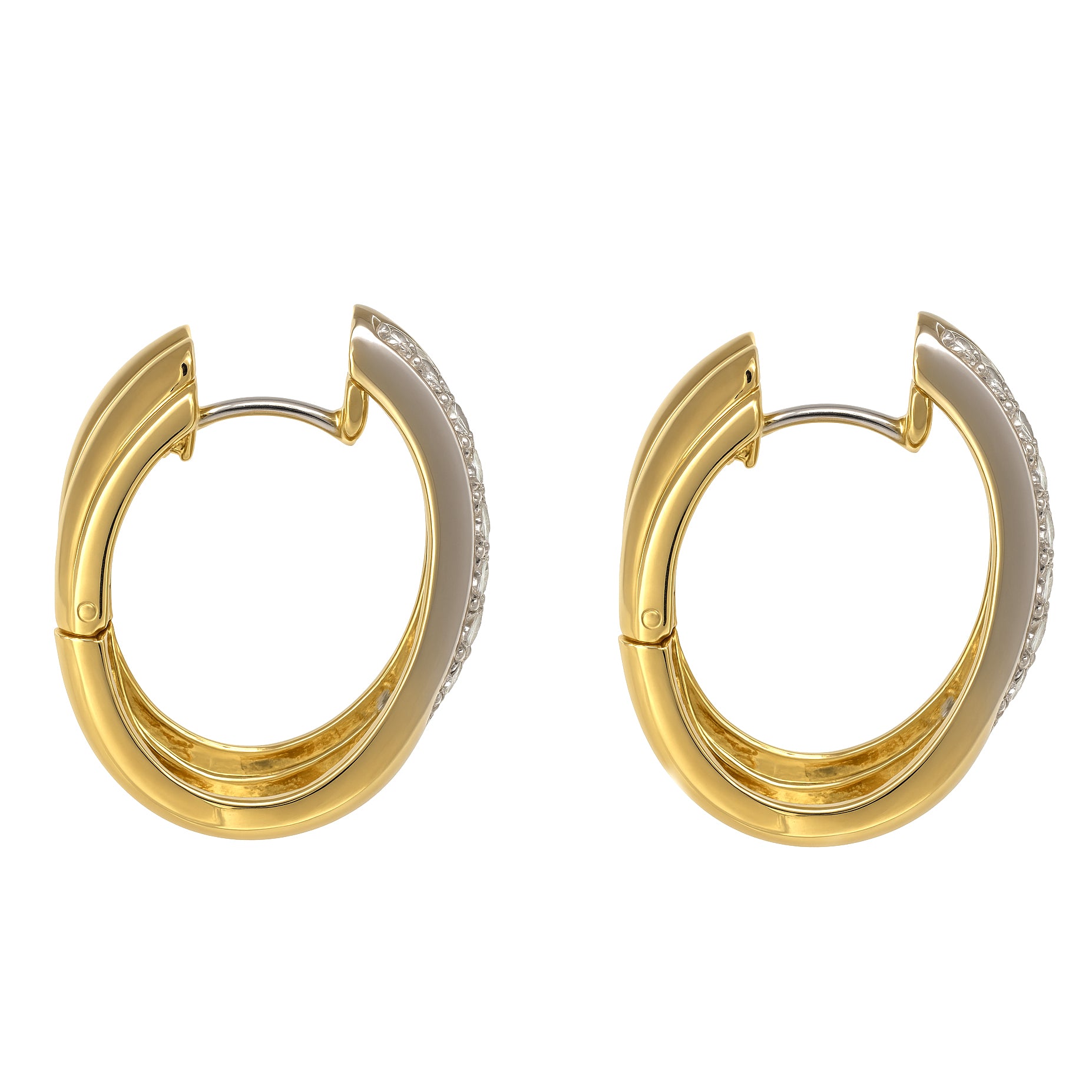 Orecchini - 18 carati Oro giallo, Oro bianco - 0.135ct. tw. Diamante (Naturale)