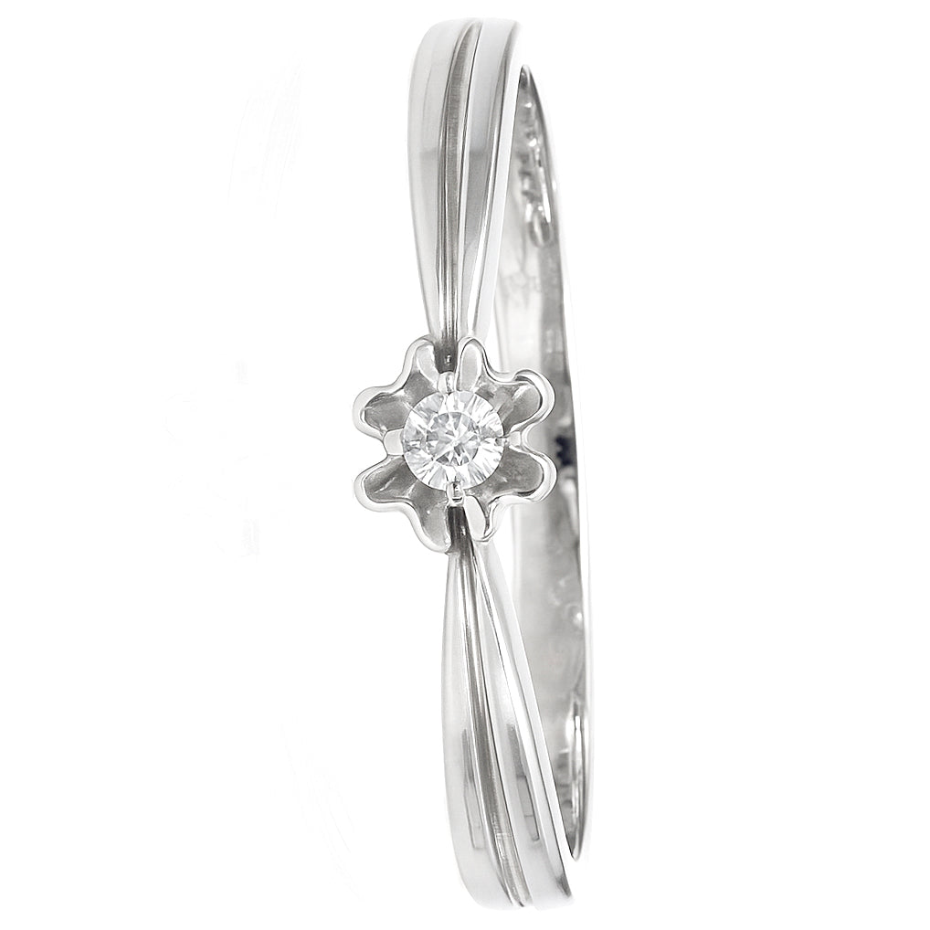 Anello - 18 carati Oro bianco - 0.015ct. tw. Diamante (Naturale)
