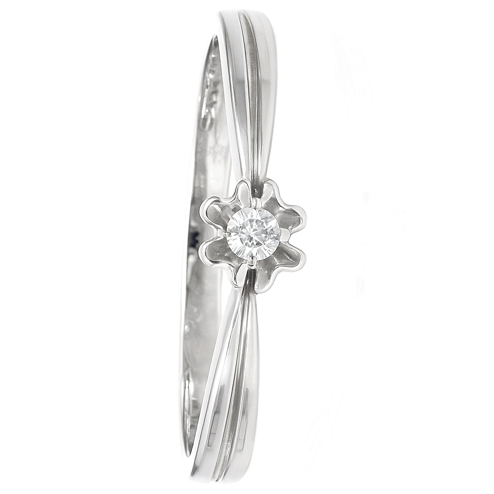 Anello - 18 carati Oro bianco - 0.015ct. tw. Diamante (Naturale)