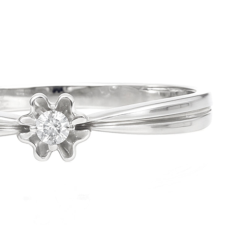 Anello - 18 carati Oro bianco - 0.015ct. tw. Diamante (Naturale)