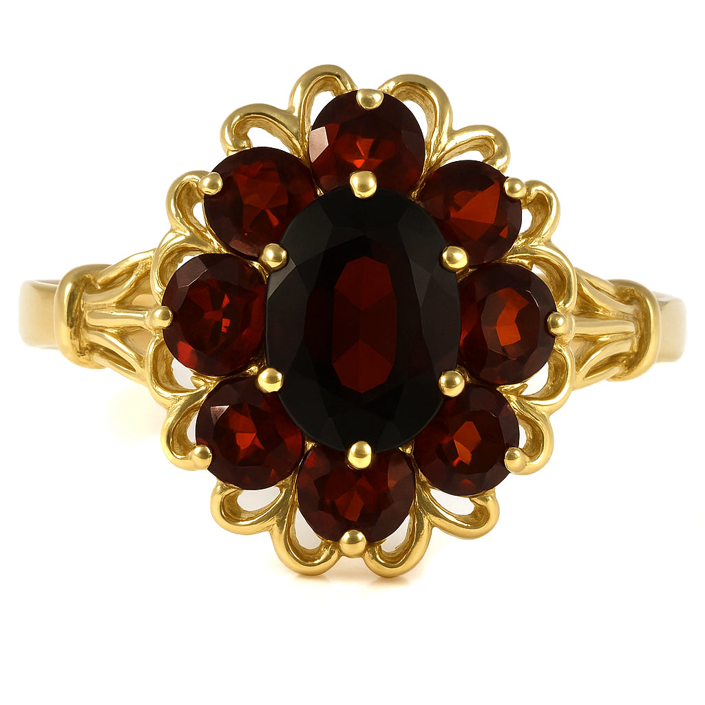 Anello - 18 carati Oro giallo - 1.15ct. tw. Granato