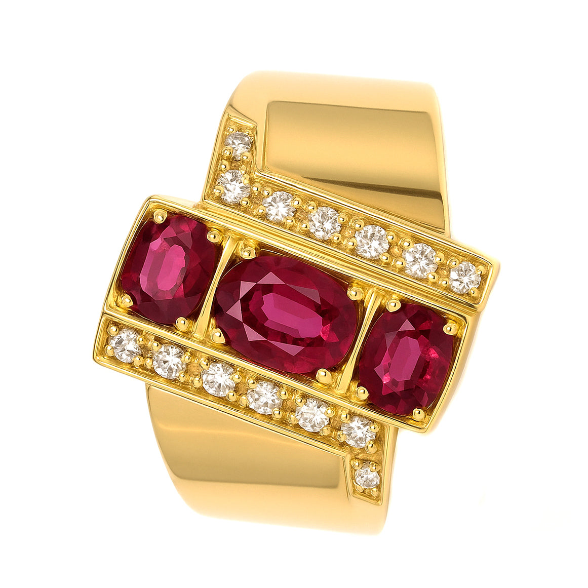 Anello - 18 carati Oro bianco, Oro giallo - 1.34ct. tw. Rubino - Diamante