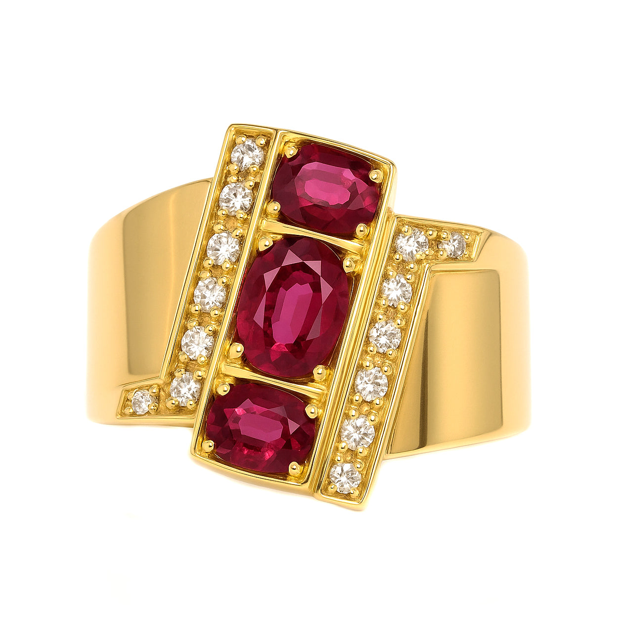 Anello - 18 carati Oro bianco, Oro giallo - 1.34ct. tw. Rubino - Diamante