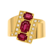 Anello - 18 carati Oro bianco, Oro giallo - 1.34ct. tw. Rubino - Diamante