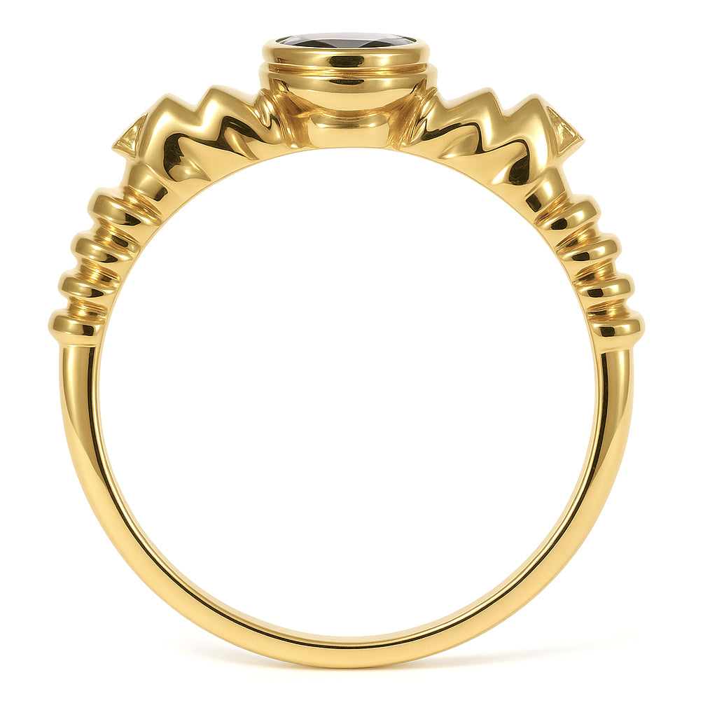 Anello - 18 carati Oro giallo - 0.72ct. tw. Zaffiro - Diamante