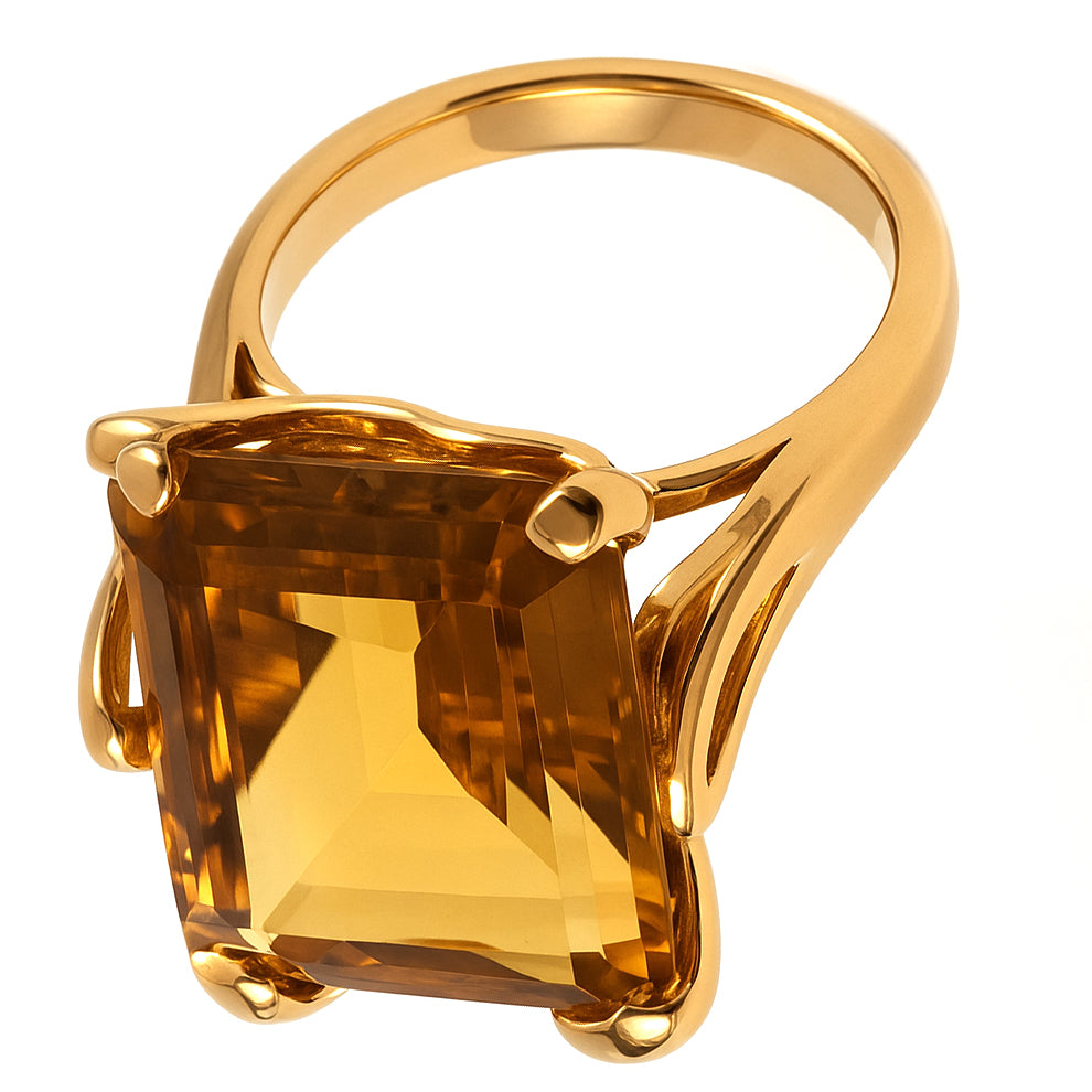 Anello - 18 carati Oro giallo - 18.00ct. tw. Quarzo