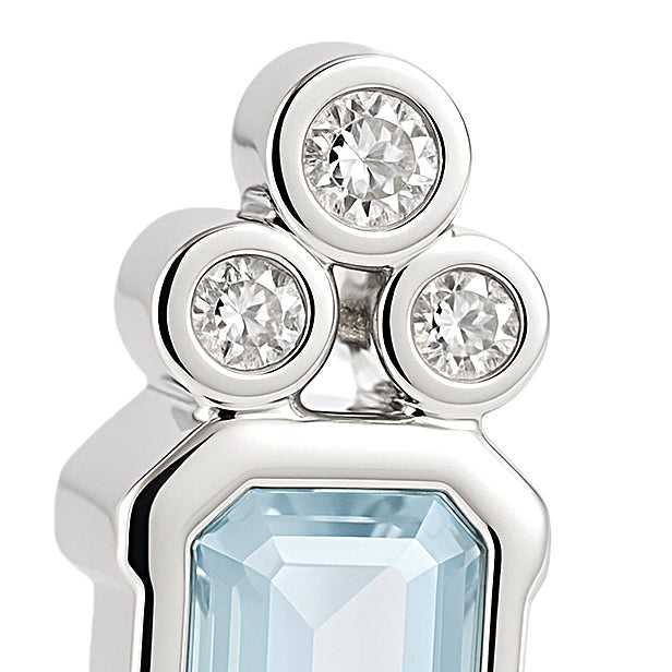 Ciondolo - 18 carati Oro bianco - 1.20ct. tw. Acquamarina - Diamante