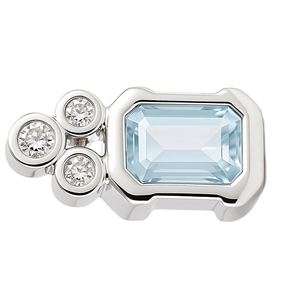 Ciondolo - 18 carati Oro bianco - 1.20ct. tw. Acquamarina - Diamante