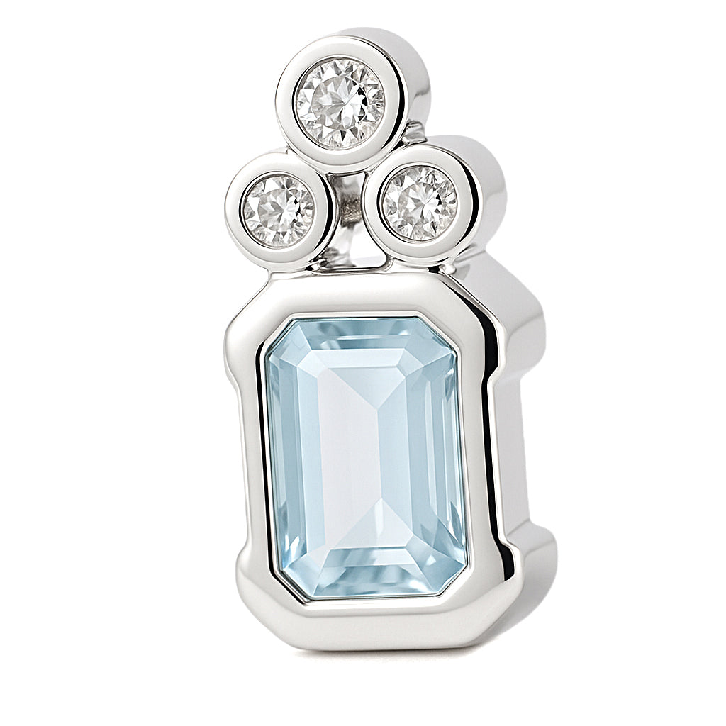 Ciondolo - 18 carati Oro bianco - 1.20ct. tw. Acquamarina - Diamante