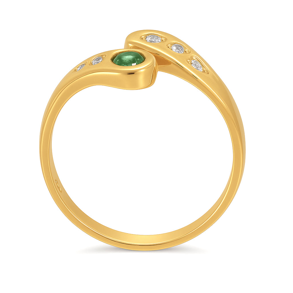 Anello - 18 carati Oro giallo - 0.27ct. tw. Smeraldo - Diamante