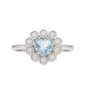 Anello - 18 carati Oro bianco - 0.77ct. tw. Acquamarina - Diamante