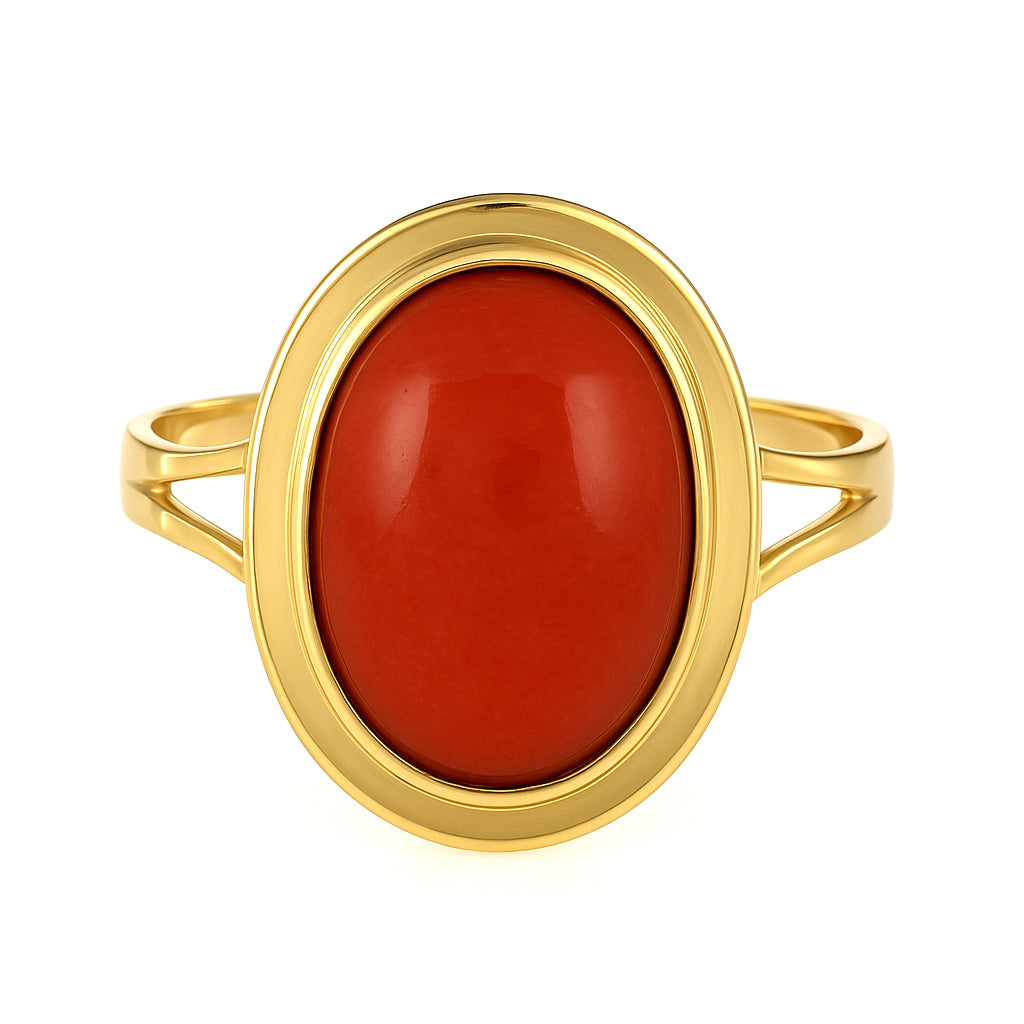 Anello - 18 carati Oro giallo Corallo