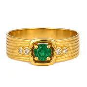 Anello - 18 carati Oro giallo - 0.27ct. tw. Smeraldo - Diamante