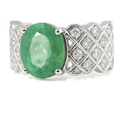 Anello - 18 carati Oro bianco - 3.00ct. tw. Smeraldo - Diamante