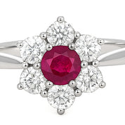 Anello - 18 carati Oro bianco - 1.08ct. tw. Rubino - Diamante