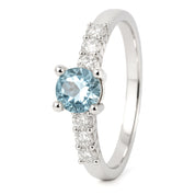 Anello - 18 carati Oro bianco - 0.66ct. tw. Acquamarina - Diamante