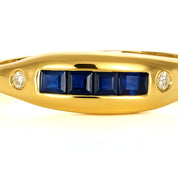 Anello - 18 carati Oro giallo - 0.09ct. tw. Zaffiro - Diamante