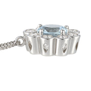 Collana con ciondolo - 18 carati Oro bianco - 0.89ct. tw. Acquamarina - Diamante