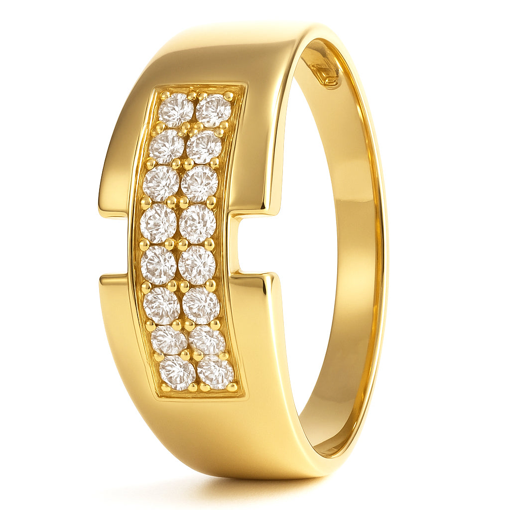 Anello - 18 carati Oro giallo - 0.08ct. tw. Diamante (Naturale)