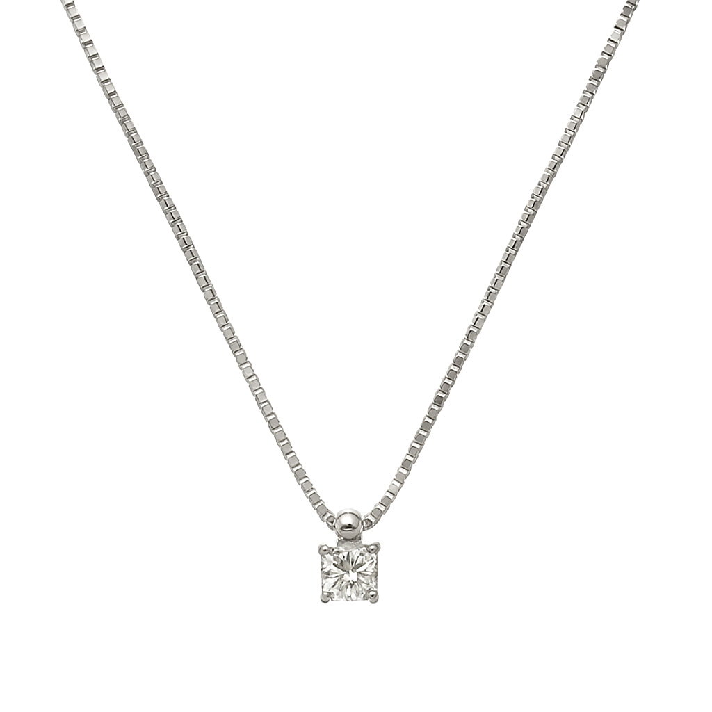Collana con ciondolo - 18 carati Oro bianco - 0.12ct. tw. Diamante (Naturale)