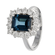 Anello - 18 carati Oro bianco - 2.31ct. tw. Topazio - Diamante