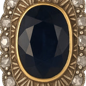 14 carati  Oro giallo, Argento 925 - Anello- Zaffiro -Diamanti