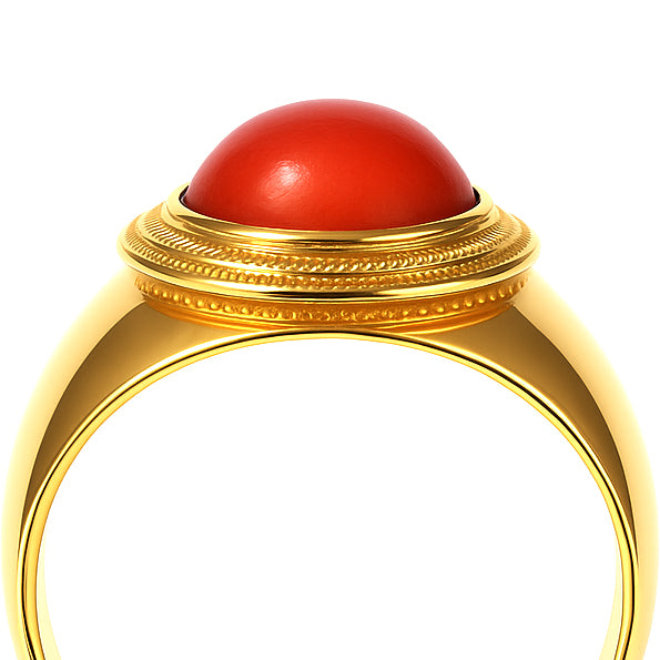 Anello - 18 carati Oro giallo Corallo