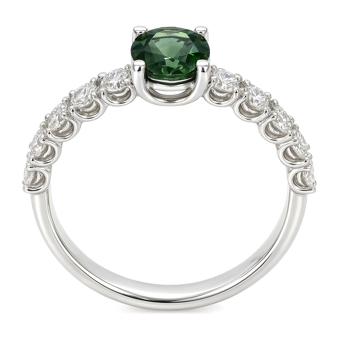 Anello - 18 carati Oro bianco - 0.75ct. tw. Diamante (Naturale) - Tormalina