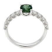 Anello - 18 carati Oro bianco - 0.75ct. tw. Diamante (Naturale) - Tormalina