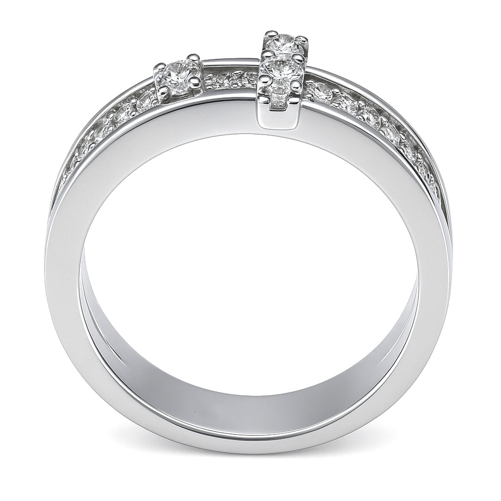 Anello - 18 carati Oro bianco - 0.16ct. tw. Diamante (Naturale)