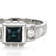 Anello - 18 carati Oro bianco - 0.41ct. tw. Zaffiro - Diamante