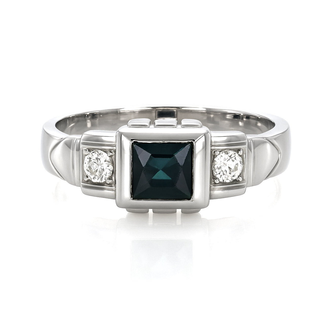 Anello - 18 carati Oro bianco - 0.41ct. tw. Zaffiro - Diamante