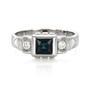 Anello - 18 carati Oro bianco - 0.41ct. tw. Zaffiro - Diamante