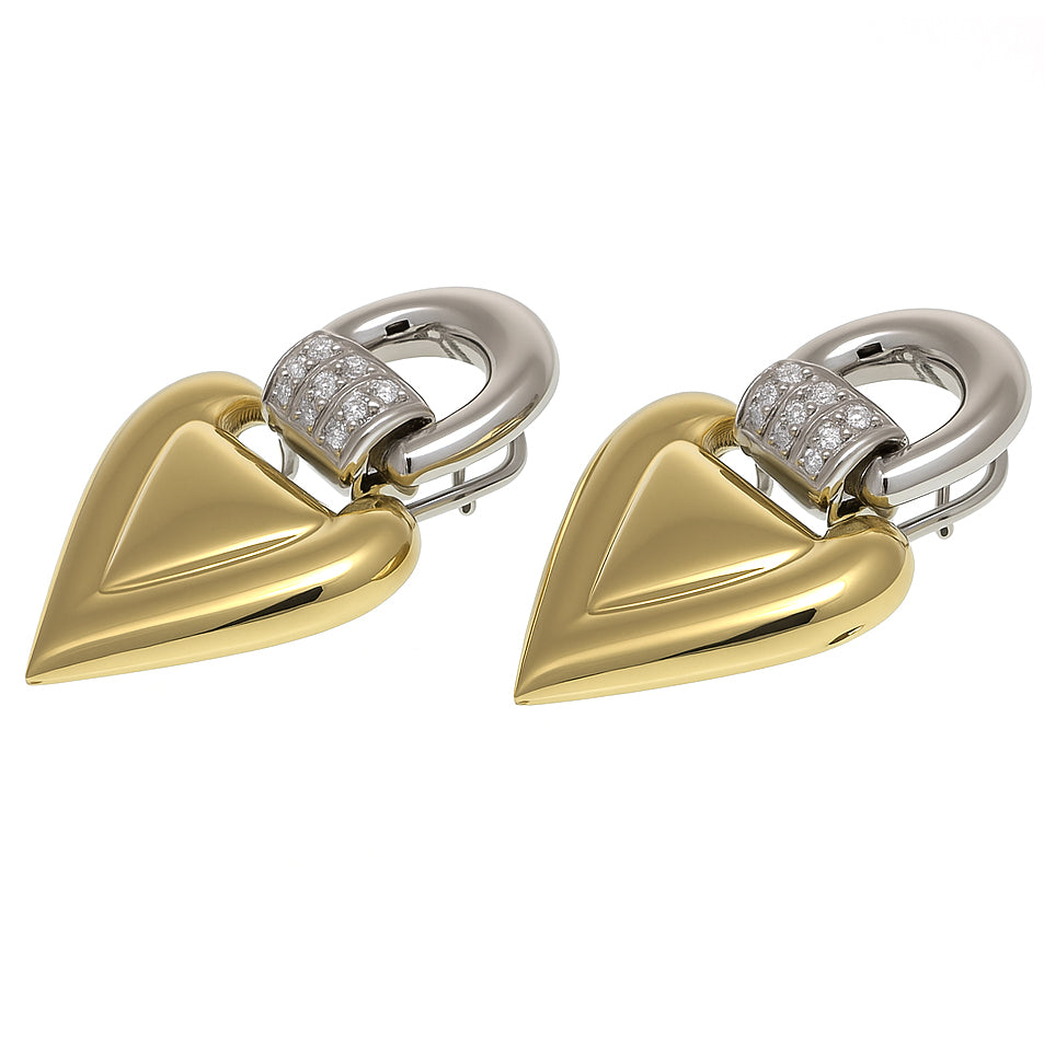 Orecchini - 18 carati Oro giallo, Oro bianco - 0.12ct. tw. Diamante (Naturale)