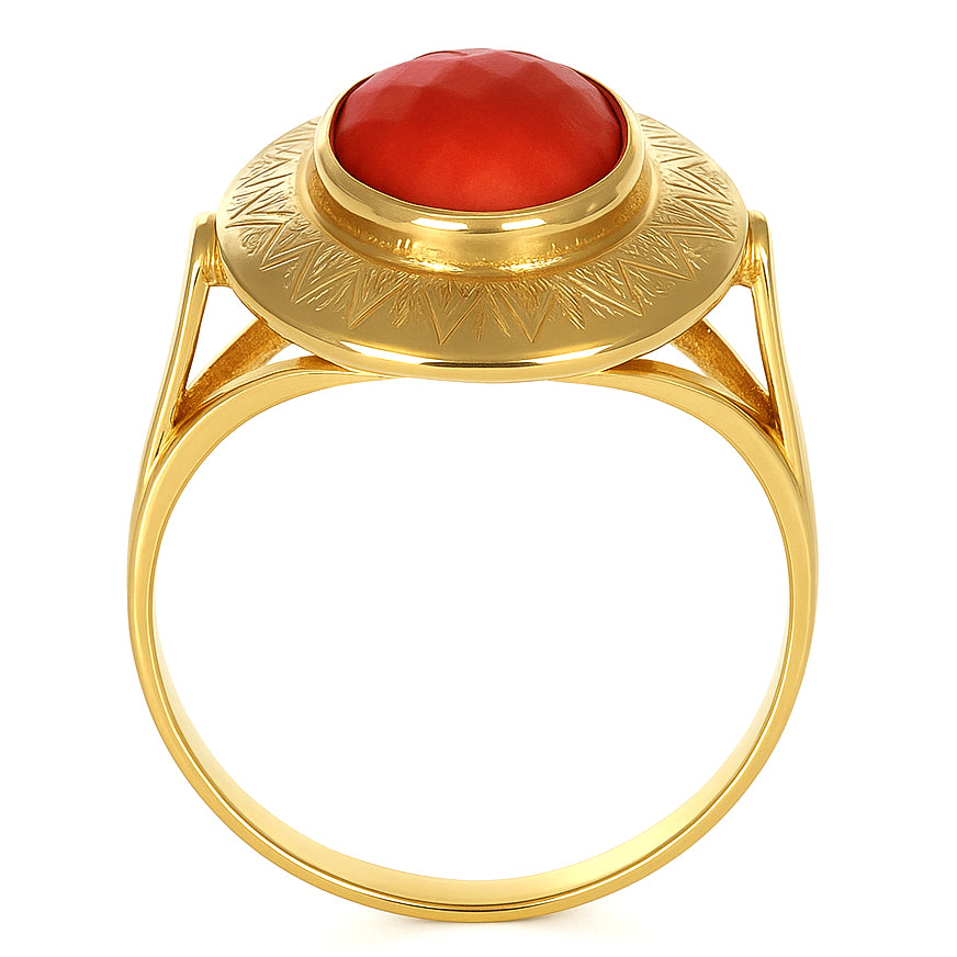 Anello - 18 carati Oro giallo Corallo