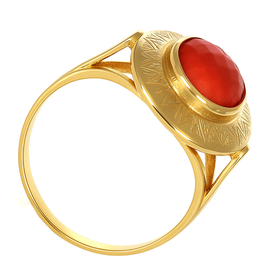 Anello - 18 carati Oro giallo Corallo