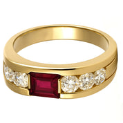 Anello - 18 carati Oro giallo - 0.72ct. tw. Rubino - Diamante