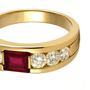 Anello - 18 carati Oro giallo - 0.72ct. tw. Rubino - Diamante